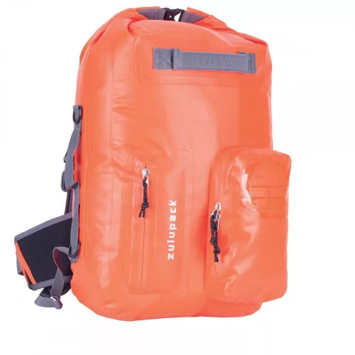Orange waterproof backpack for multi-day trekking and watersports – Zulupack® Nomad 35L IP67