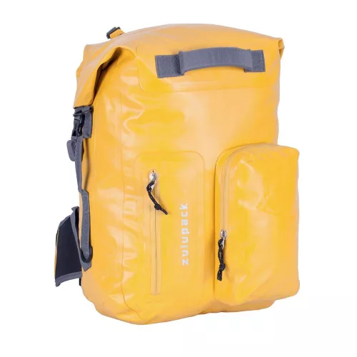 Yellow waterproof backpack for multi-day trekking and watersports – Zulupack® Nomad 35L IP67