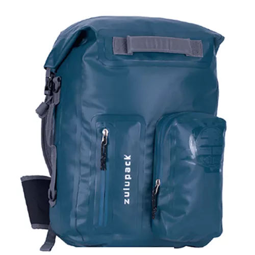 Blue waterproof backpack for multi-day trekking and watersports – Zulupack® Nomad 35L IP67
